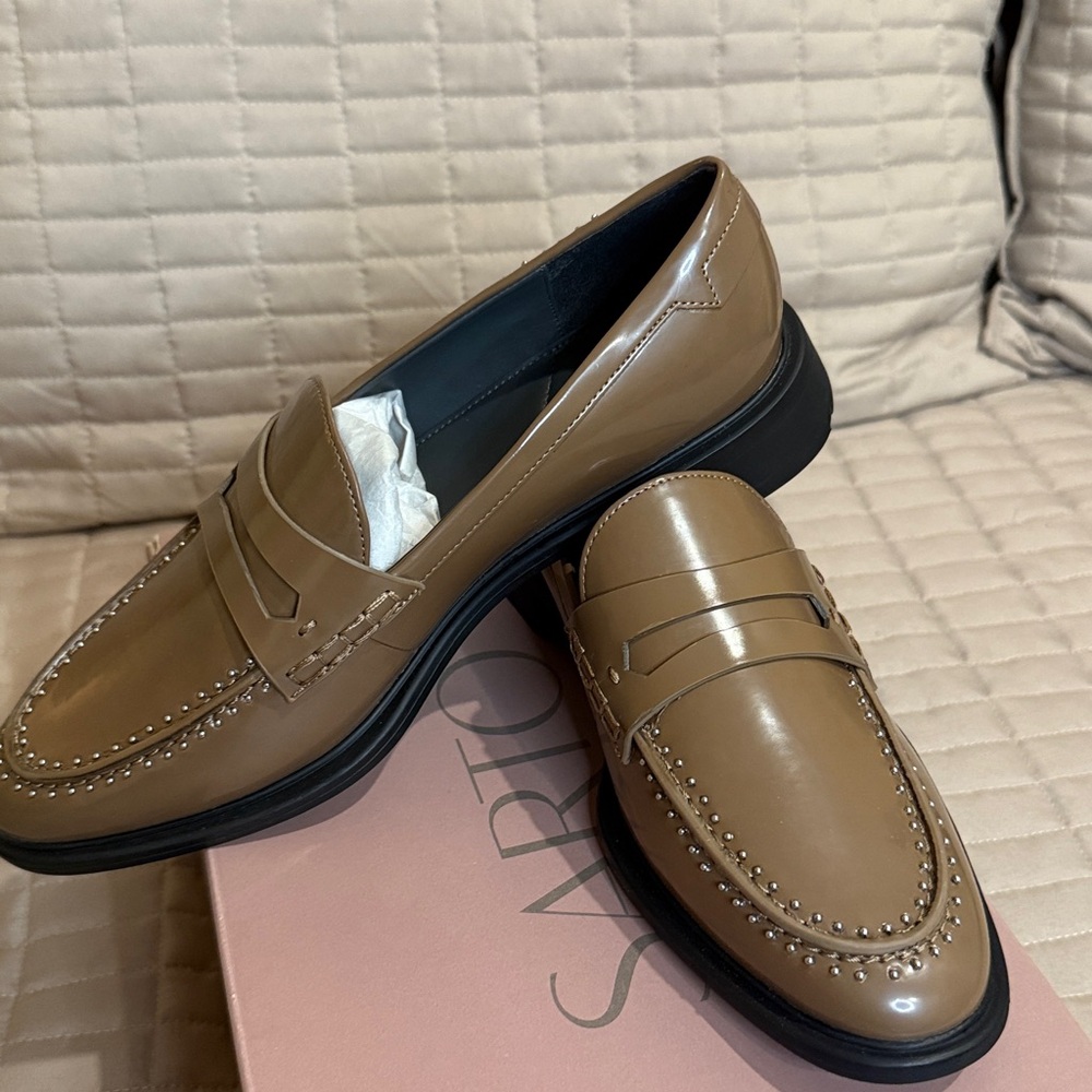 Franco Sarto Tan Patent Loafers
